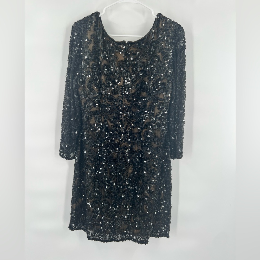 Scala beaded sequined long sleeve black dress size 10 - Picture 6 of 10